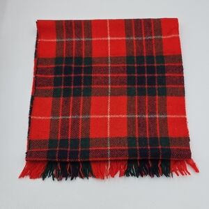 Kinloch Anderson Red Navy Green Wool Plaid Scarf